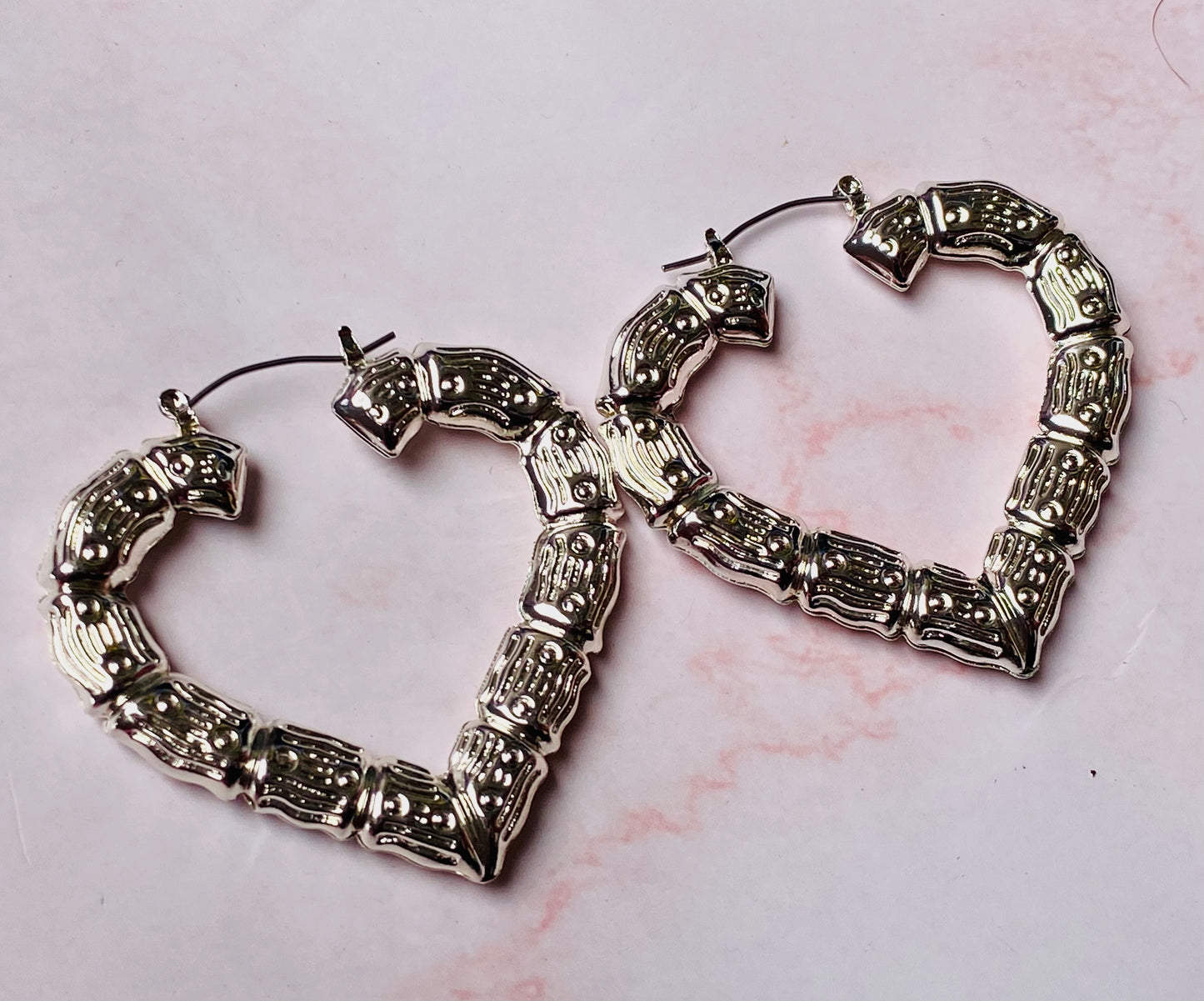 "HEART BREAKER" (SILVER) Bamboo Earrings